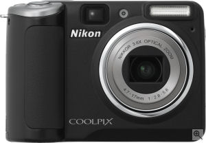 Nikon's Coolpix P50 digital camera. Courtesy of Nikon, with modifications by Michael R. Tomkins. Click for a bigger picture!