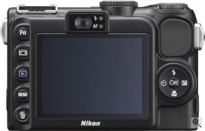 Nikon's Coolpix P5100 digital camera. Courtesy of Nikon, with modifications by Michael R. Tomkins. Click for a bigger picture!