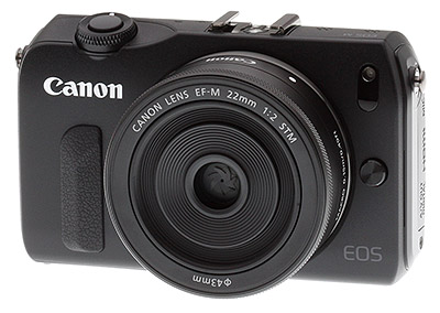 Canon EOS M review -- Front quarter view
