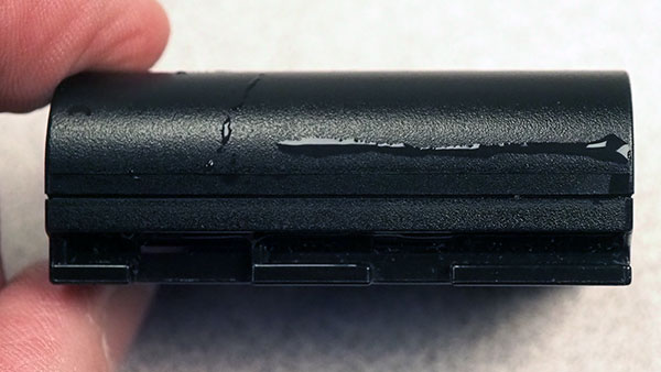 Canon EOS R Review -- Close-up of battery after testing.