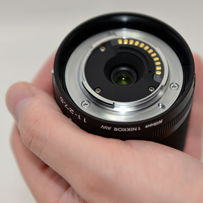 Nikon AW1 Review -- Lens in hand, showing mounting flange