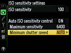 Nikon D800 Auto ISO menu