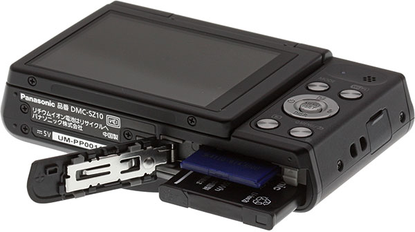 Panasonic SZ10 Review -- Battery and card compartment