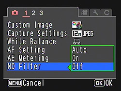 Pentax MX-1 ND filter