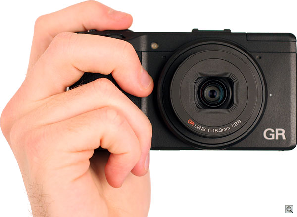 Ricoh GR review -- Front view in-hand