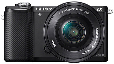 Sony A5000 review -- front view, black