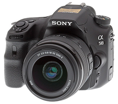 Sony A58 review -- Front quarter view
