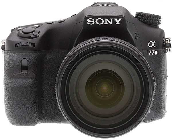 Sony A77 II Review -- Front view with lens