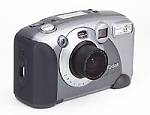 Kodak's DC280 digital camera, front quarter view.  Copyright (c) 1999, 2000 The Imaging Resource.  All rights reserved.