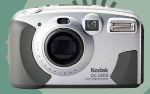 Kodak's DC3400 Zoom digital camera, front view.  Courtesy of Kodak.