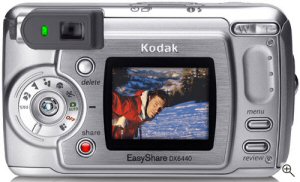 Kodak's EasyShare DX6440 digital camera. Courtesy of Kodak, with modifications by Michael R. Tomkins. Click for a bigger picture!