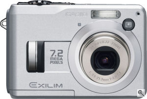 Casio's EXILIM EX-Z120 digital camera. Courtesy of Casio, with modifications by Michael R. Tomkins. Click for a bigger picture!