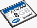 Kingston's 8GB CompactFlash Elite Pro card. Courtesy of Kingston, with modifications by Michael R. Tomkins.