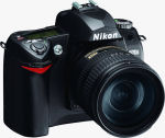 Nikon's D70s digital SLR. Courtesy of Nikon, with modifications by Michael R. Tomkins.