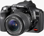 Canon's EOS Digital Rebel, black version. Courtesy of Canon, with modifications by Michael R. Tomkins.