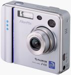 Fuji's FinePix F410 digital camera. Courtesy of Fuji, with modifications by Michael R. Tomkins.