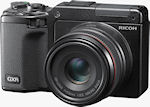 Ricoh's GXR digital camera, shown with optional APS-C sensor / 50mm equiv. lens module attached. Photo provided by Ricoh.