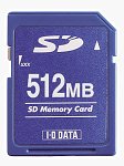 I-O Data's 512MB Secure Digital card. Courtesy of I-O Data Device Inc. with modifications by Michael R. Tomkins.