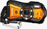 The PENTAX Optio WG-1 GPS digital camera ships in a new orange-bodied variant from next month. Photo provided by Pentax Imaging Co.