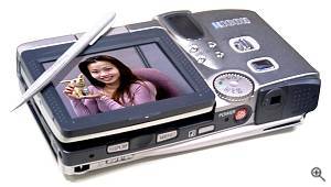 Ricoh's RDC-i700 'digital imaging tool', rear left quarter view with LCD screen folded down in the 