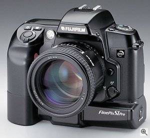 Fuji's S1 Pro SLR digital camera, front view.  Courtesy of Fuji - click for a bigger picture!
